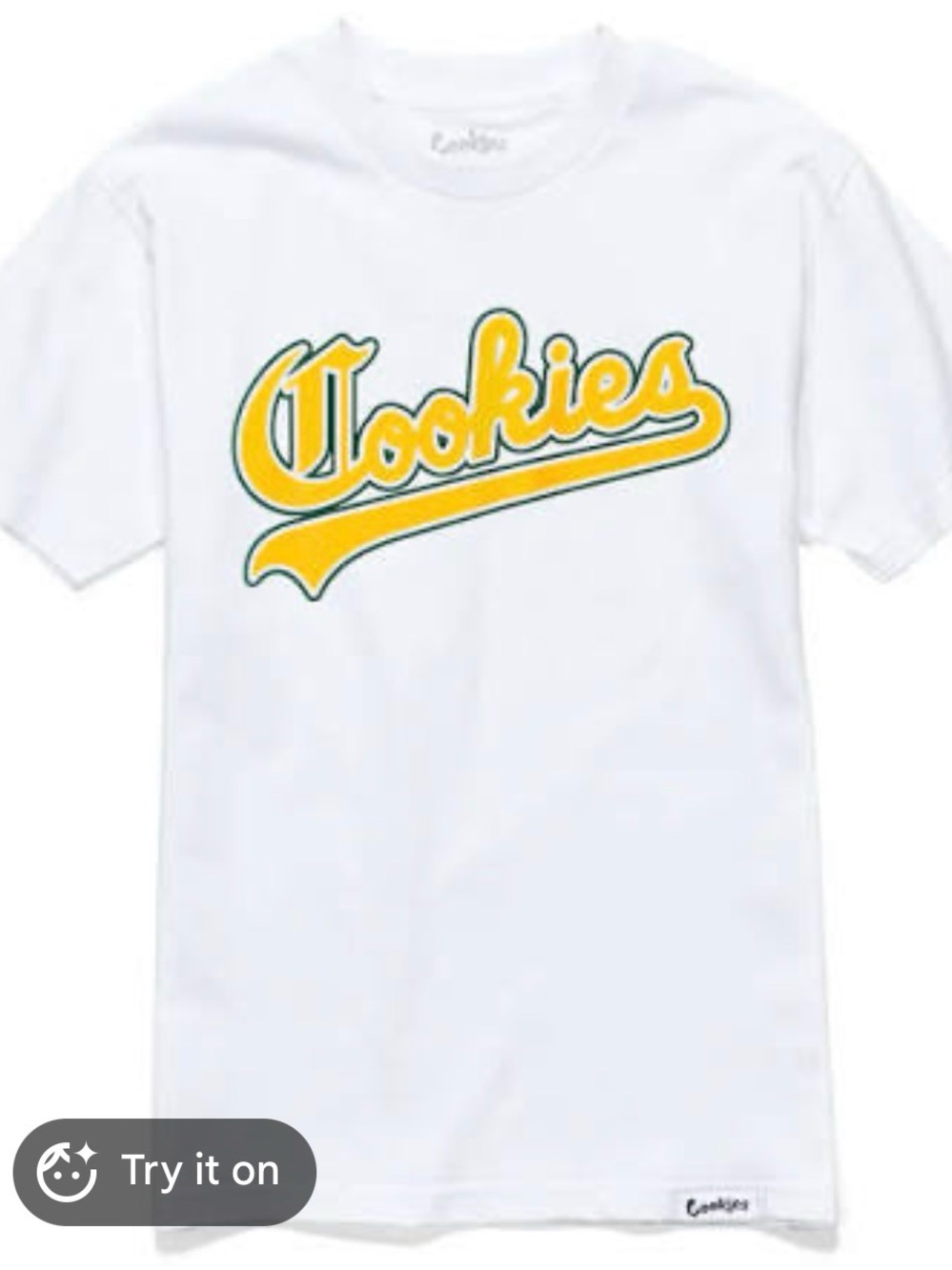 Cookies White Tee with Yellow Script Logo -